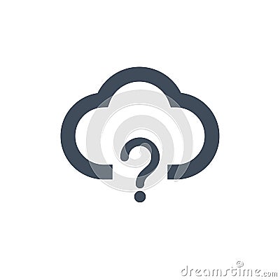 cloud with qestion mark, not available concept, error data. vector illustration isolated on clean background. Cartoon Illustration