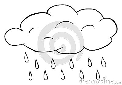 Cloud with rain drops clipart. Vector water drops outline illustration. Coloring book for children. Weather forecast Vector Illustration