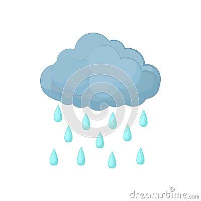 Cloud with rain drops icon, cartoon style Vector Illustration