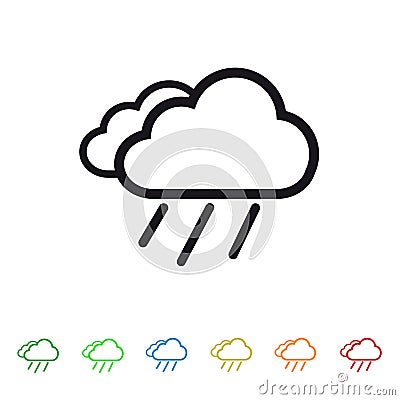 Cloud And Rain Flat Icon For Apps And Websites Stock Photo