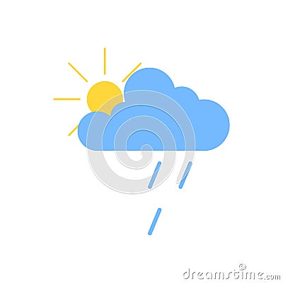 Cloud, rain and sun signs. Sky symbols. White background. Vector illustration. EPS 10 Vector Illustration