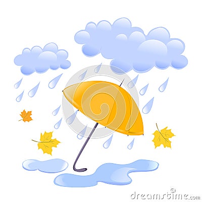 Cloud, rain and umbrella Vector Illustration