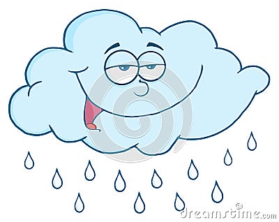 Cloud With RainDrops Vector Illustration