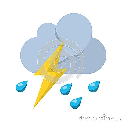 Cloud raining with rays weather cartoon Vector Illustration