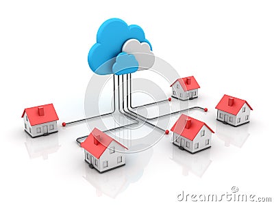 Cloud Real Estate Cartoon Illustration