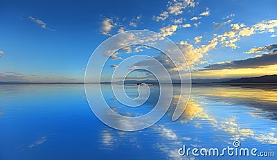 Cloud reflection on Bonneville Salt flats Stock Photo