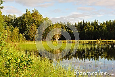 Cloud reflection in the lake Stock Photo