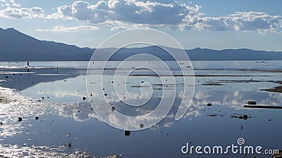 Cloud reflections on Lake Tahoe Stock Photo