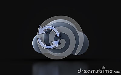 Cloud refresh sign on dark background 3d render concept for data Stock Photo