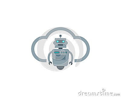 Cloud Robot Icon Logo Design Vector Illustration