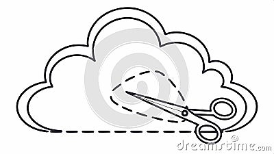 Cloud scissors outline icon, delete data from cloud service vector design Generative AI Vector Illustration