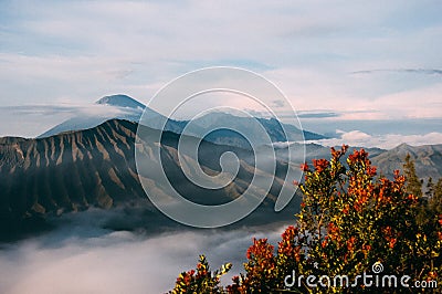 Cloud Sea at Gunung Penanjakan near Bromo Volcano Stock Photo