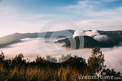 Cloud Sea at Gunung Penanjakan near Bromo Volcano Stock Photo