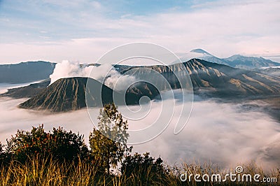 Cloud Sea at Gunung Penanjakan near Bromo Volcano Stock Photo