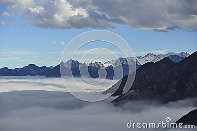 The cloud sea of Mountain Zheduo Stock Photo