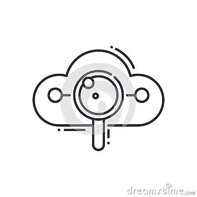Cloud searching icon, linear isolated illustration, thin line vector, web design sign, outline concept symbol with Cartoon Illustration