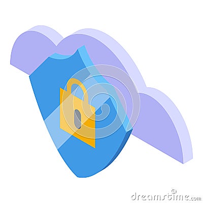 Cloud secured money icon isometric vector. Online business Vector Illustration