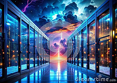 Cloud Security Breach Exposes Data Vulnerability Preventing Panoramic Digital Lock Failure and Data Loss Stock Photo