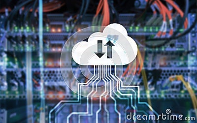 CLoud server and computing, data storage and processing. Internet and technology concept Stock Photo