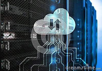 CLoud server and computing, data storage and processing. Internet and technology concept Stock Photo