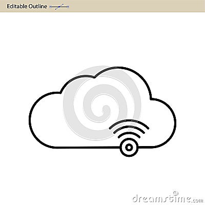 Cloud server icon, Cloud sync, Secure, Cloud services icons, Digital, Editable outline, Wireless technology, Cloud computing, Inte Vector Illustration