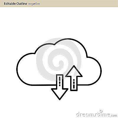 Cloud server icon, Cloud sync, Secure, Cloud services icons, Digital, Editable outline, Wireless technology, Cloud computing, Inte Vector Illustration