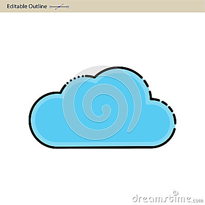 Cloud server icon, Cloud sync, Secure, Cloud services icons, Digital, Editable outline, Wireless technology, Cloud computing, Inte Vector Illustration