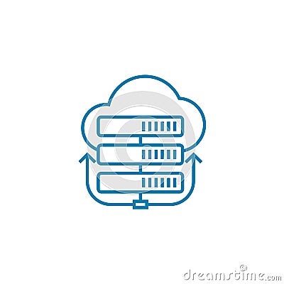 Cloud server linear icon concept. Cloud server line vector sign, symbol, illustration. Vector Illustration