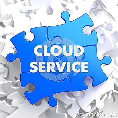 Cloud Service on Blue Puzzle. Stock Photo