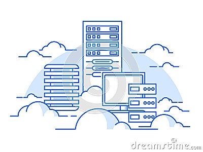 Cloud service database Vector Illustration