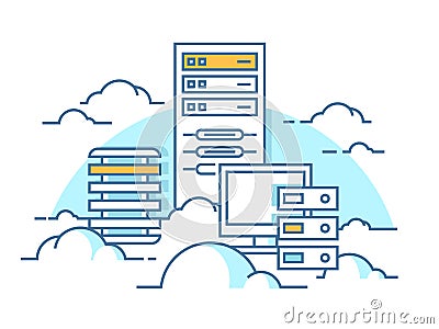 Cloud service database Vector Illustration