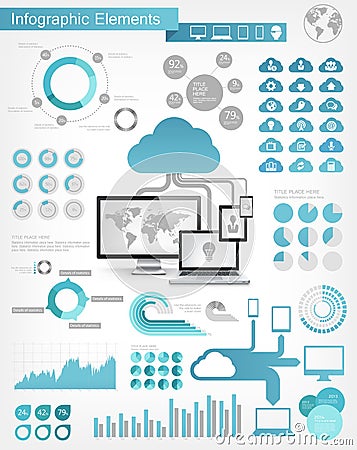 Cloud Service Infographic Elements Vector Illustration