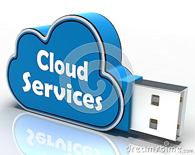 Cloud Services Cloud Pen drive Shows Online Stock Photo