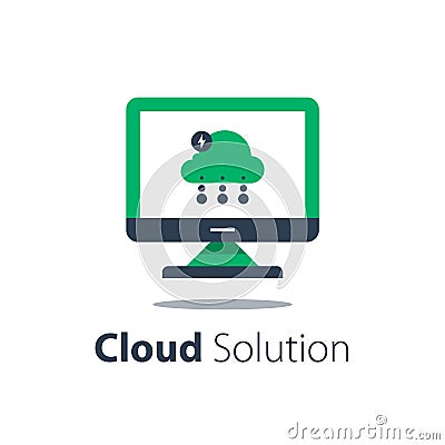 Cloud services, internet technology, online file storage, web solution, distant server Vector Illustration