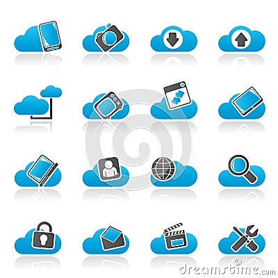 Cloud services and objects icons Vector Illustration