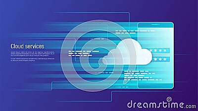 Cloud services, remote data storage vector concept. Vector Illustration