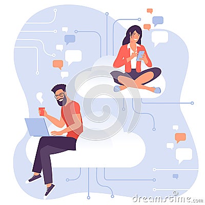 Cloud servise, storage and computing Vector Illustration