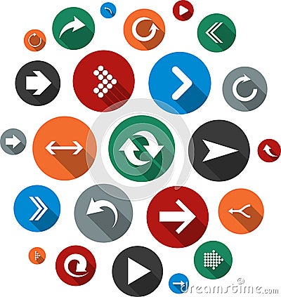 Cloud set of round modern arrow icons. Vector Illustration