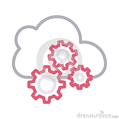 Cloud setting thin line color vector icon Vector Illustration