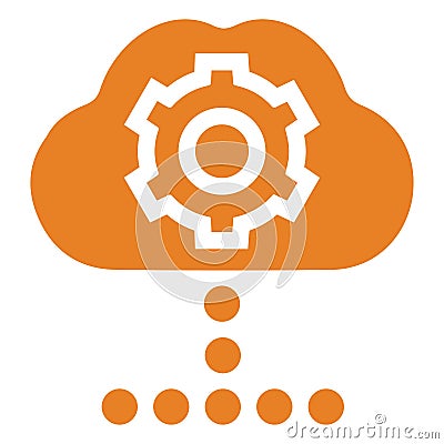 Cloud settings icon, orange color Vector Illustration