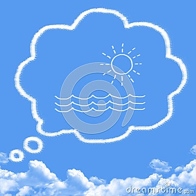 Cloud shaped as dreams about vacation Stock Photo