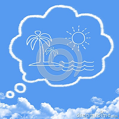 Cloud shaped as dreams about vacation Stock Photo