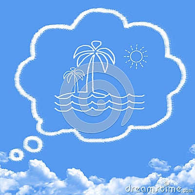 Cloud shaped as dreams about vacation Stock Photo