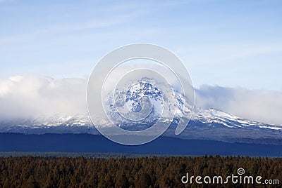 Cloud Shrouded South Sister - Cascades Stock Photo