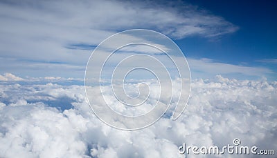 Cloud sky from airplane window Stock Photo