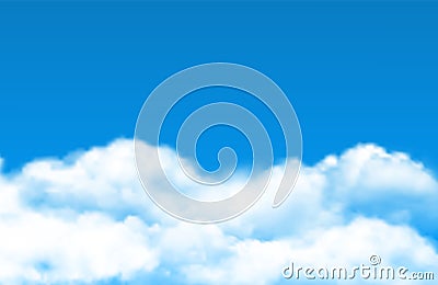 Cloud sky background. Vector realistic white clouds on blue sky Vector Illustration