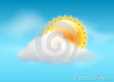 Cloud sky vector weather backgrund. Sun illustration warm day sunny icon forecast banner Vector Illustration