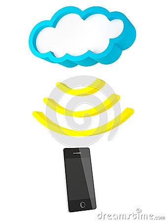 Cloud and smartphone receiving data Stock Photo