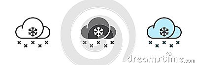 Cloud snow different style icon set Vector Illustration