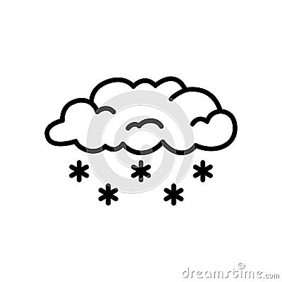 Cloud with snowflakes outline icon. Editable stroke. Vector Illustration